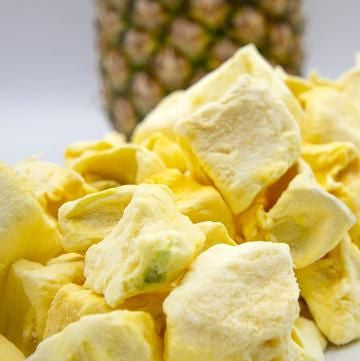 Crispy, Freeze-dried pineapple, with no added sugar.