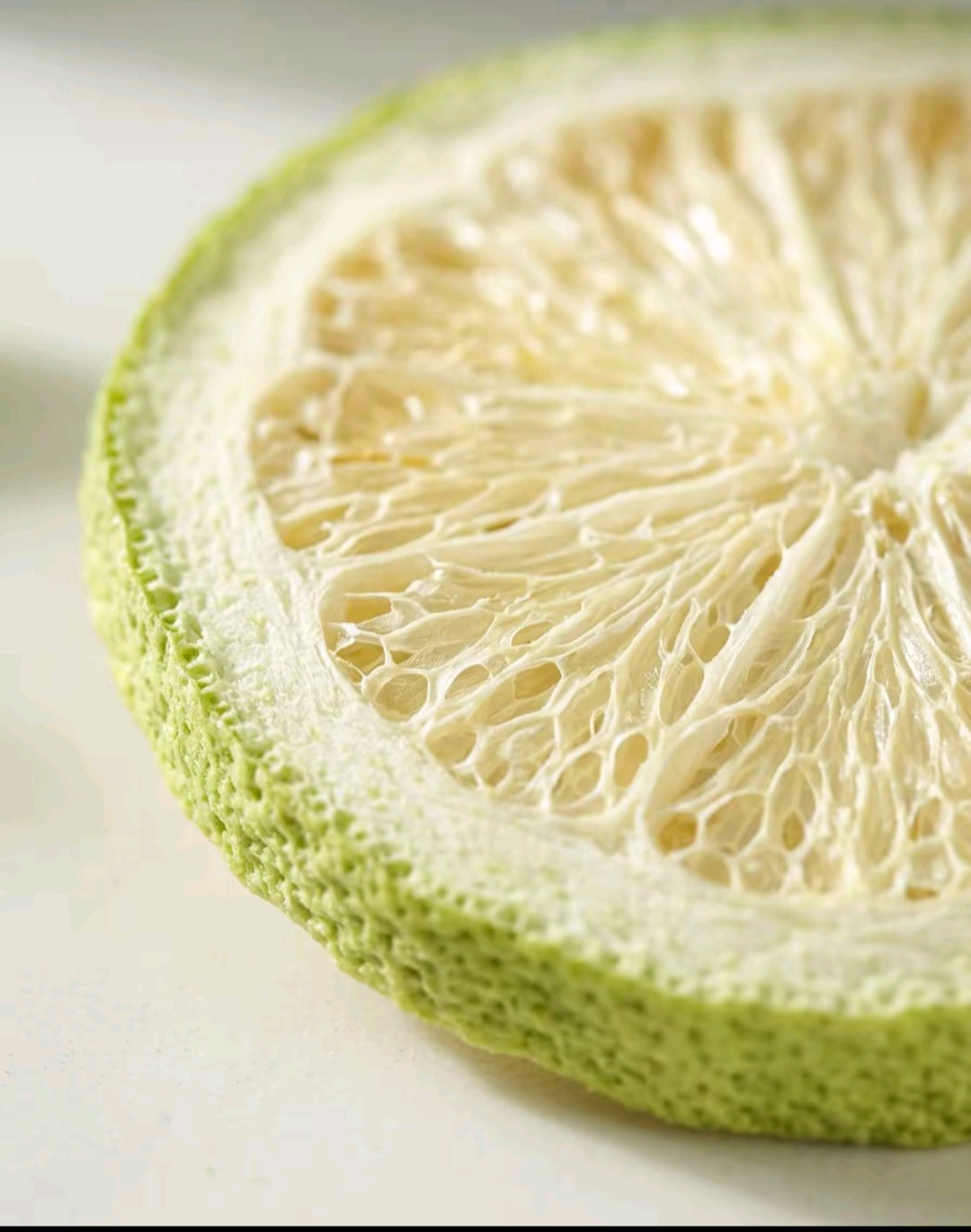 Crispy, Freeze-dried Green lemon.