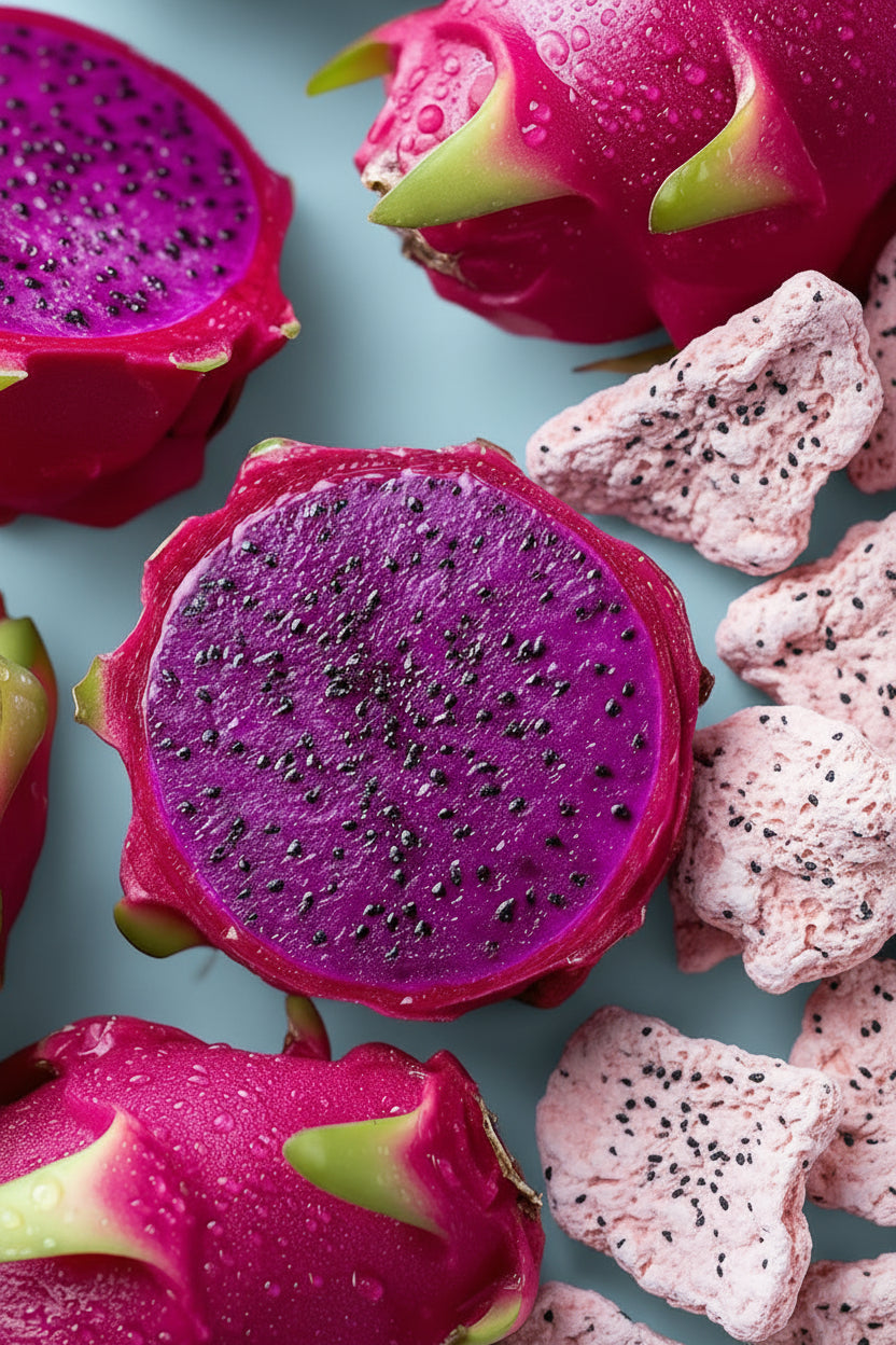 Crispy, Red dragon fruit, with no added sugar.