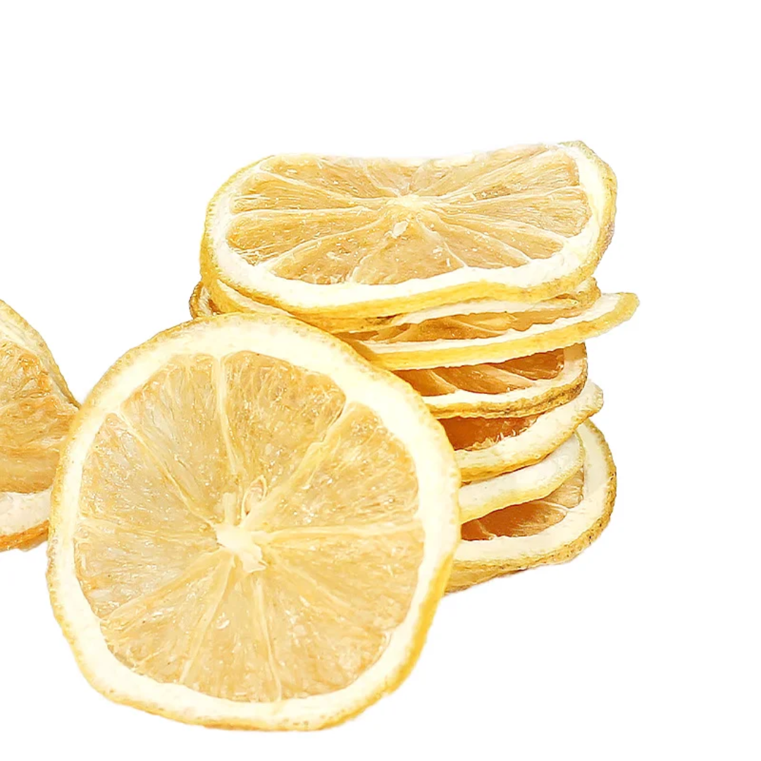 Crispy, Freeze-dried yellow lemon.
