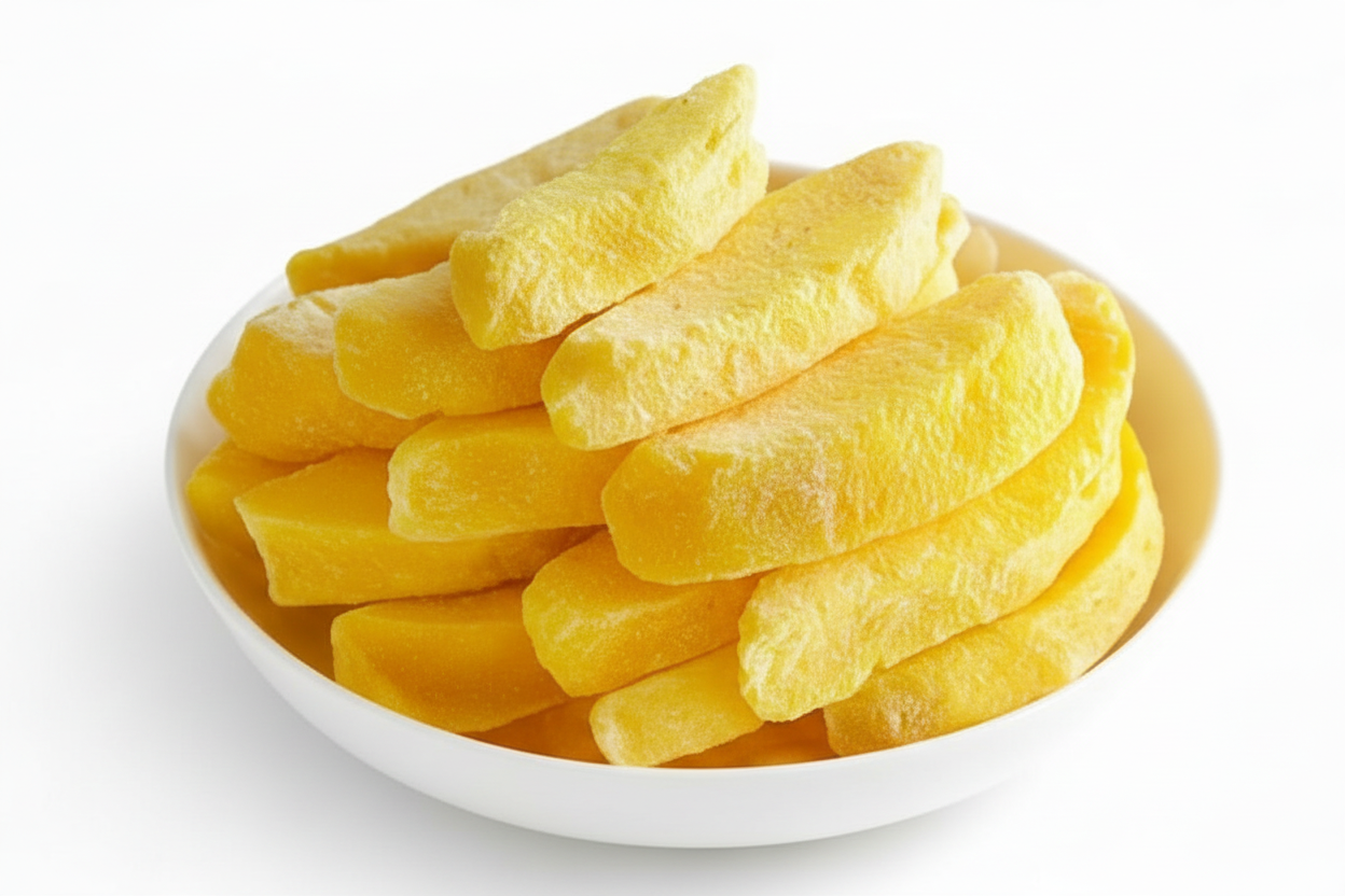 Crispy, freeze-dried mango, with no added sugar.