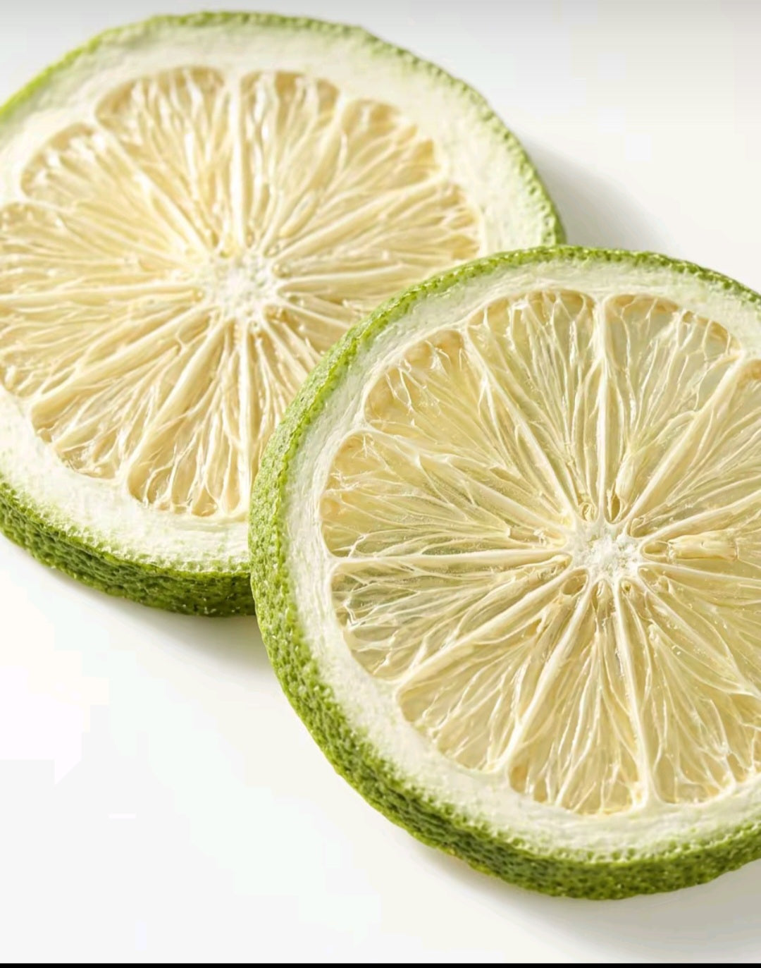 Crispy, Freeze-dried Green lemon.